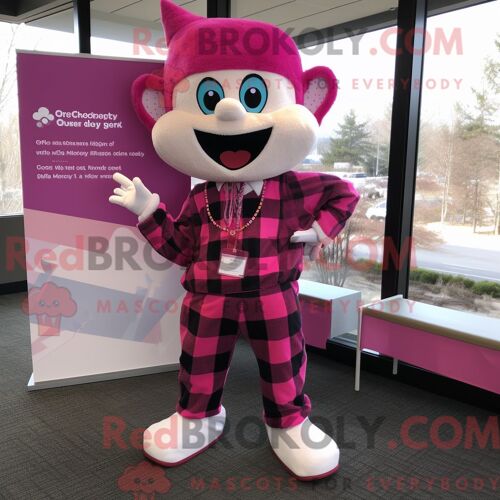 Personnage De Costume De Mascotte Redbrokoly De Fée Des Dents Magenta Habillé D Une Chemise En Flanelle Et De Coussinets De Pieds