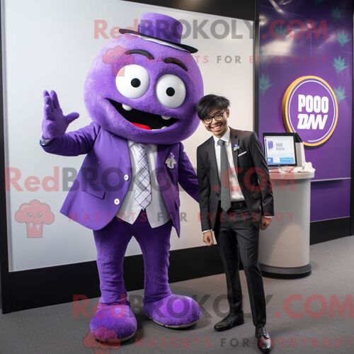 Costume Mascotte Redbrokoly De Pho Violet Personnage Habillé D Un Blazer Et De Montres