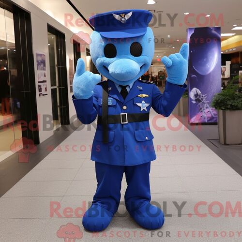 Costume De Mascotte Redbrokoly De Soldat De L Armée De L Air Bleue Personnage Habillé Avec Un Pantalon De Costume Et Des Colliers
