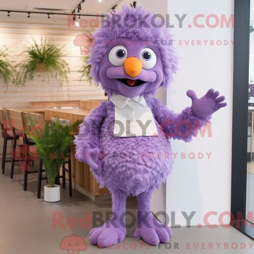Personnage De Costume De Mascotte Redbrokoly De Poulet Frit À La Lavande Habillé Avec Un Jegging Et Des Broches