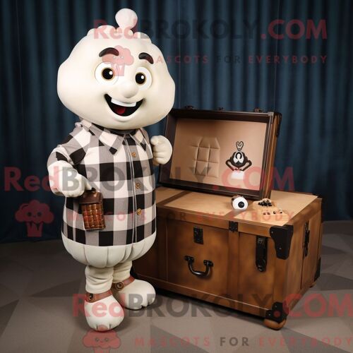 Costume Mascotte Redbrokoly De Goulash Bleu Marine Personnage Habillé Avec Une Combinaison Et Des Lacets De Chaussures