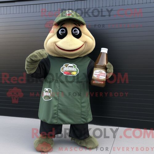 Personnage De Costume De Mascotte Redbrokoly De Bière Verte Olive Habillé Avec Un T-Shirt De Baseball Et Des Châles