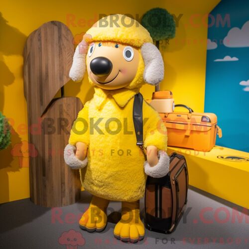 Costume De Mascotte Redbrokoly De Homard Crème Habillé D Un Polo Et De Porte-Clés