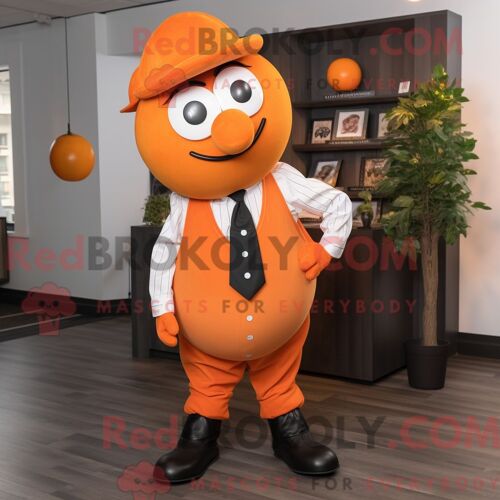 Costume De Mascotte Redbrokoly De Prune Orange Habillé D Une Chemise Oxford Et De Boutons De Manchette