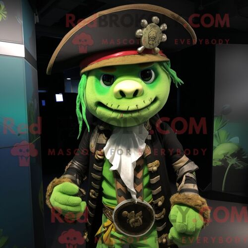 Costume Mascotte Redbrokoly De Mangeur De Feu Vert Habillé D Une Salopette Et De Lunettes De Soleil