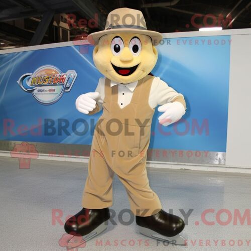 Personnage De Costume De Mascotte Redbrokoly De Lapin Rouille Habillé D Une Robe Et D Épinglettes