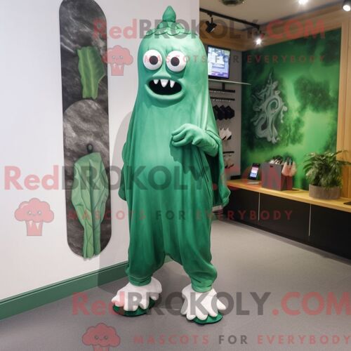 Personnage De Costume De Mascotte Redbrokoly Forest Green Ghost Habillé Avec Un Pantalon Capri Et Des Bracelets De Cheville