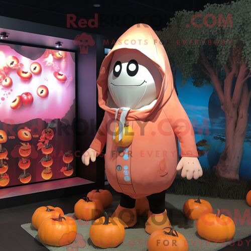 Personnage De Costume De Mascotte Redbrokoly De Peach Graveyard Habillé Avec Un Sweat À Capuche Et Des Clips Pour Écharpe
