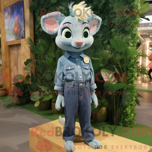 Costume De Mascotte Redbrokoly D Olive Mare Personnage Habillé D Une Chemise En Jean Et De Pinces À Cheveux