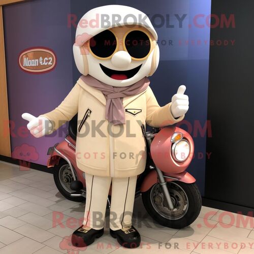 Costume De Mascotte Redbrokoly De Prune Crème Personnage Habillé D Une Veste De Motard Et De Noeuds Papillons