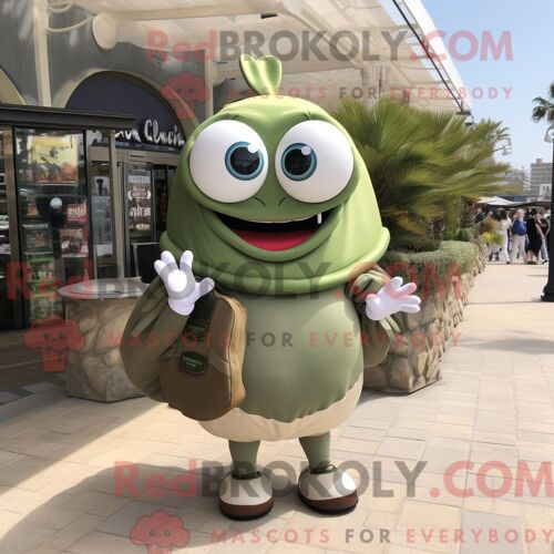 Costume De Mascotte Redbrokoly D Olive Oyster Habillé D Un T-Shirt À Manches Longues Et De Sacs Messager
