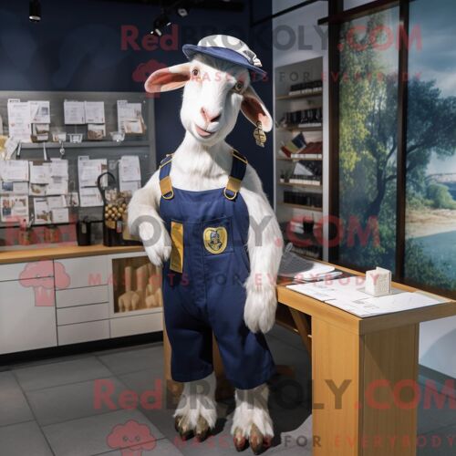 Costume De Mascotte Redbrokoly De Chèvre Boer De La Marine Personnage Habillé D Une Salopette Et D Épingles À Chapeau