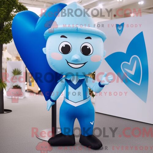 Costume De Mascotte Redbrokoly De Flèche D Amour Bleu Ciel Habillé Avec Un Pantalon Habillé Et Des Bretelles