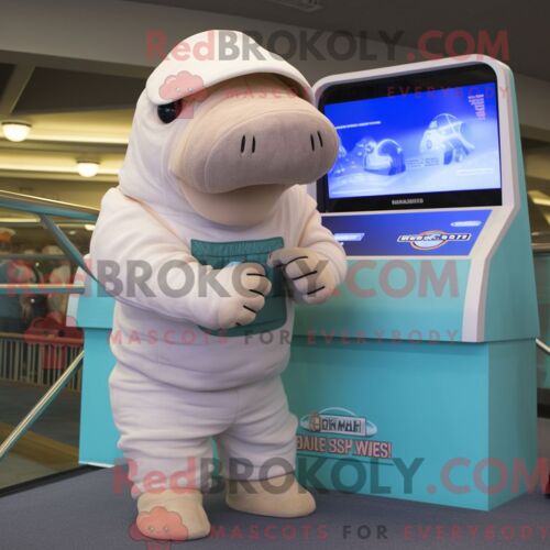 Costume De Mascotte Redbrokoly D Iguanodon De Lavande Personnage Habillé D Un Pull Et De Sacs À Main