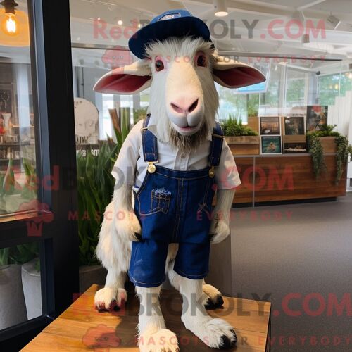 Costume De Mascotte Redbrokoly De Chèvre Boer De La Marine Personnage Habillé D Une Salopette Et D Épingles À Chapeau