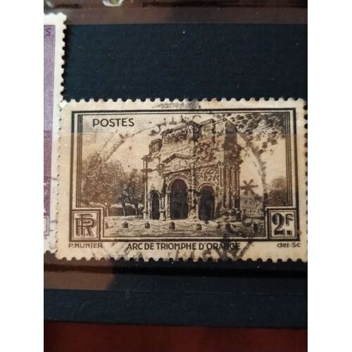 Timbre France 389 Arc De Triomphe D'orange 2f Brun Gris
