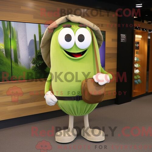 Costume De Mascotte Redbrokoly D Olive Oyster Habillé D Un T-Shirt À Manches Longues Et De Sacs Messager