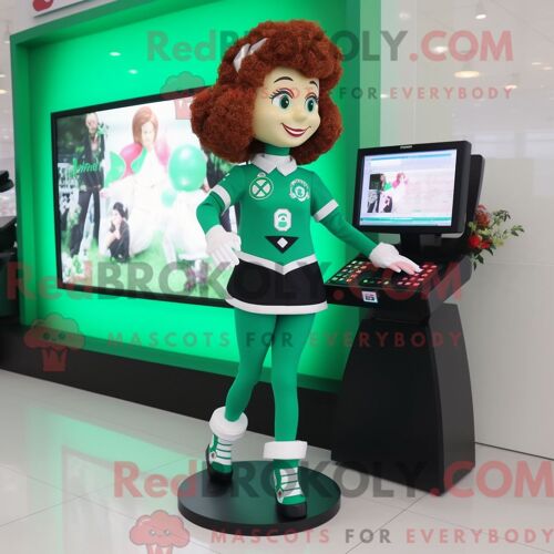 Personnage De Costume De Mascotte Redbrokoly De Chaussures De Danse Irlandaises Habillé D Une Combinaison Et De Montres Numériques