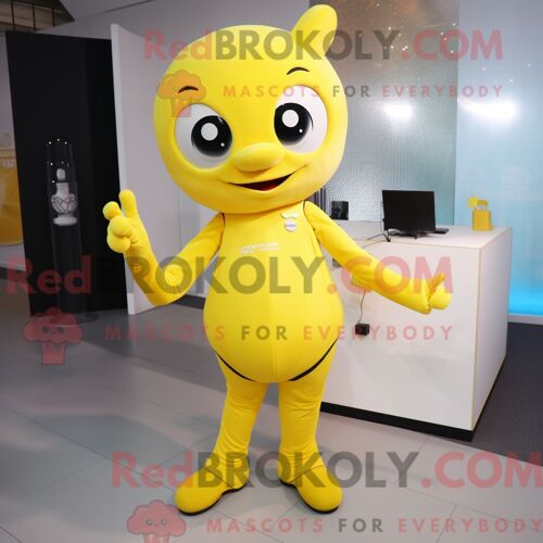 Costume De Mascotte Redbrokoly D Acrobat Jaune Citron Personnage Habillé D Une Jupe Crayon Et De Mitaines