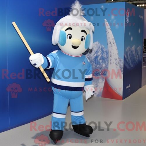 Personnage De Costume De Mascotte Redbrokoly De Bâton De Hockey Sur Glace Habillé Avec Un Pantalon Et Des Épingles À Cheveux