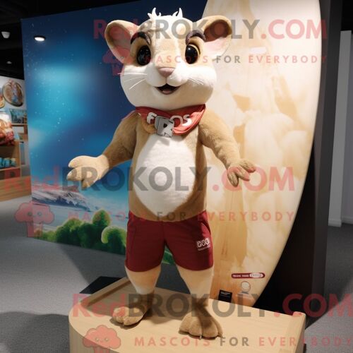Costume Mascotte Redbrokoly D Écureuil Volant Beige Habillé D Un Short Et De Boutons De Manchette