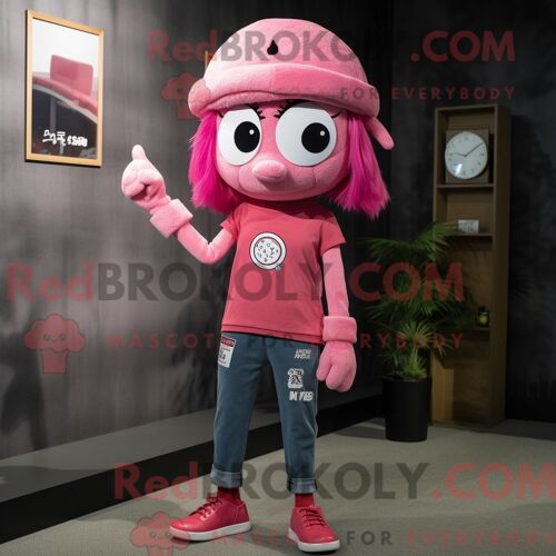 Personnage De Costume De Mascotte Redbrokoly De Balle De Golf Beige Habillé Avec Un Coupe-Vent Et Des Porte-Documents