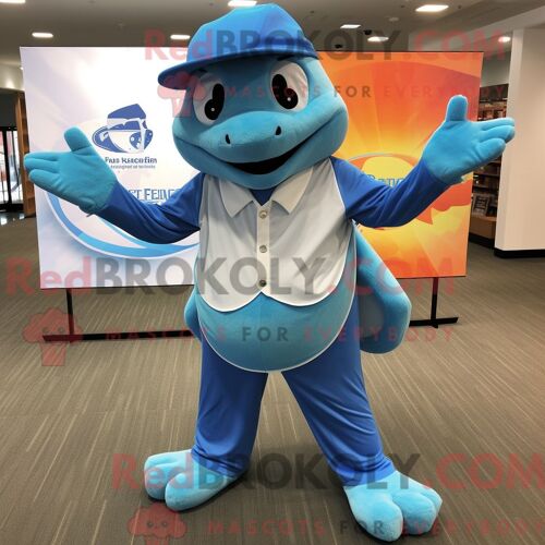 Costume De Mascotte Redbrokoly De Tortue Bleu Ciel Habillé Avec Un T-Shirt À Manches Longues Et Des Cravates