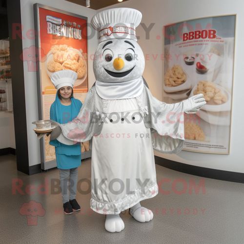 Personnage De Costume De Mascotte Redbrokoly De Poulet Au Beurre D'argent Habillé D'une Jupe Portefeuille Et De Bérets