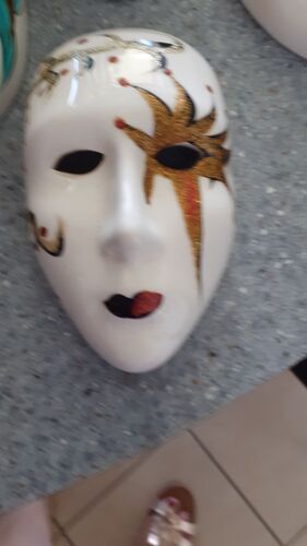 Masque Porcelaine Vénitien Blanc Et Doré