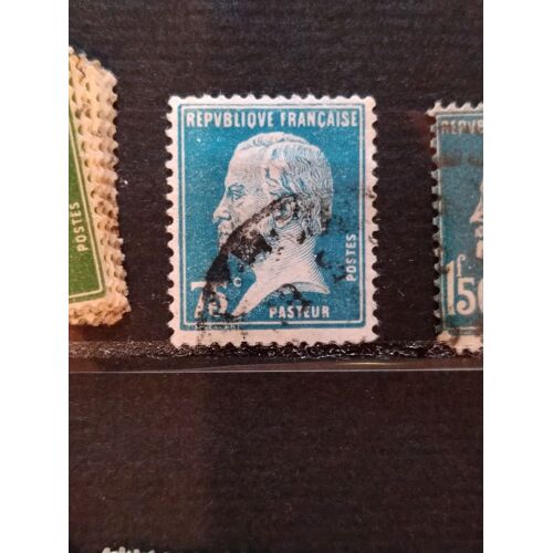 Timbre France Type Pasteur 75c Bleu