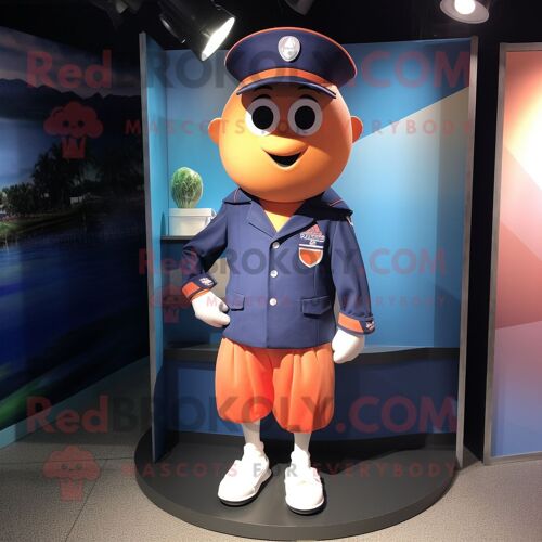 Personnage De Costume De Mascotte Redbrokoly Peach Navy Soldier Habillé Avec Un Short De Bain Et Des Casquettes