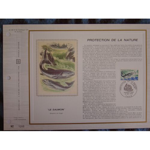 Feuillet Philatélique Cef 202s, N° 16 Soie - Protection De La Nature : Le Saumon