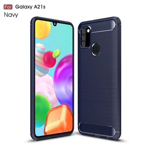 Samsung Galaxy A 21s Coque En Fibre De Carbone Silicone Gel Effet Carbone-Marine