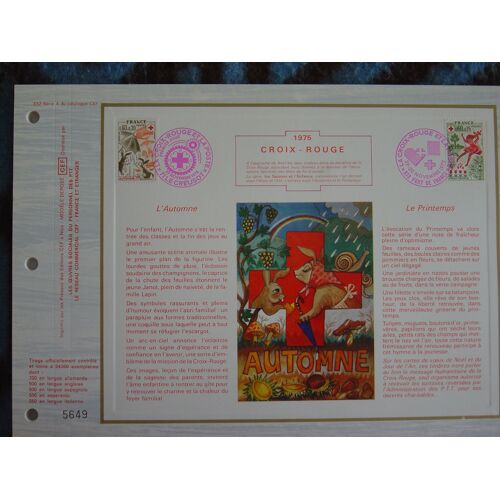 2 Feuillets Philatéliques Cef France 332 Et 332 S, Série A : Croix Rouge Printemps , Automne.