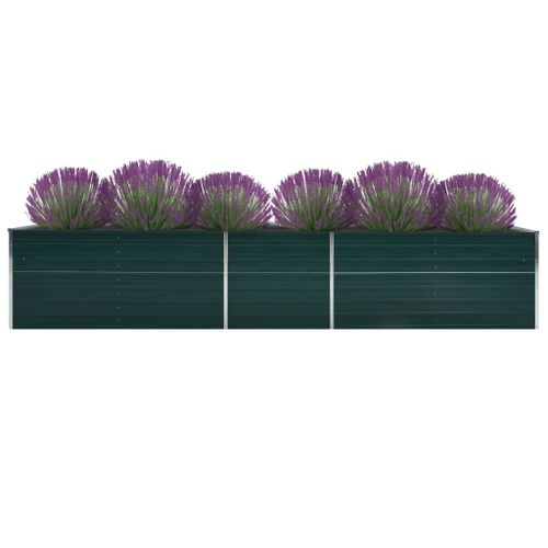 Lit Surélevé De Jardin Acier Galvanisé 400x80x77 Cm Vert