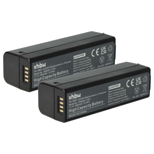 vhbw 2x Batterie compatible avec DJI Zenmuse X3, Osmo Handheld 4K Camera, Osmo, Zenmuse X5R, Zenmuse X5 appareil photo (980mAh, 11,1V, Li-polymère)