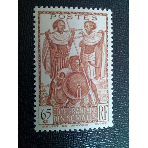 Timbre Côte Des Somalis - Protectorat Français Yt 160 Guerriers 1938 ( 200804 )