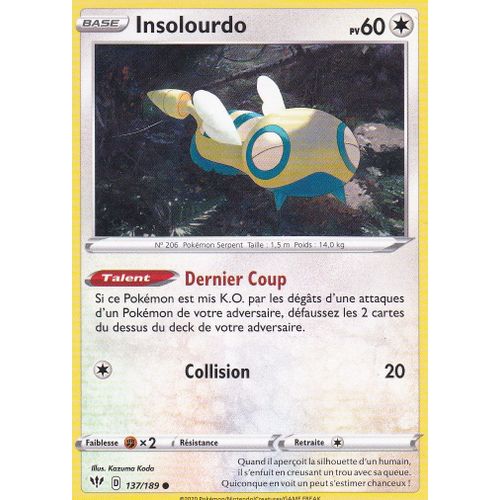 Carte Pokemon - Insolourdo - 137/189 - Épée Et Bouclier 3 Ténèbres Embrasées