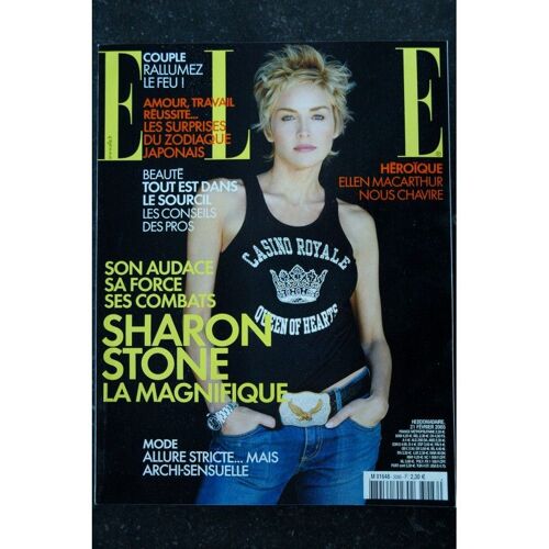 Elle 3086 21 Fevrier 2005 Cover Sharon Stone La Magnifique Elle Nacarthur Heroïque