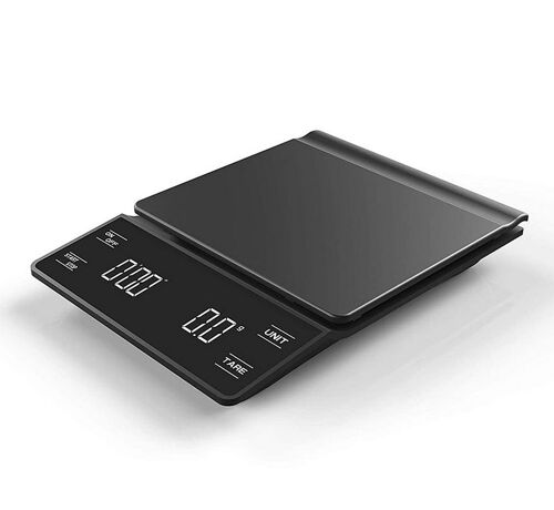 Qumox Balance Cuisine Electronique Balance De Précision À Café Avec Minuterie - Numérique De Cuisine De Haute Précision 3kg/1g Écran Lcd Noir