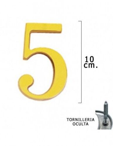 Chiffre 5 Wolfpack laiton 10 cm + vis blister 1 unité