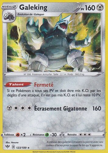 Carte Pokemon - Galeking - 123/189 - Holo-Rare - Épée Et Bouclier 3 Ténèbres Embrasées