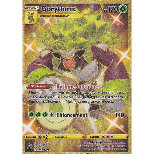 Carte Pokemon - Gorythmic -197/189 - Gold - Secrète-Rare - Épée Et Bouclier 3 Ténèbres Embrasées