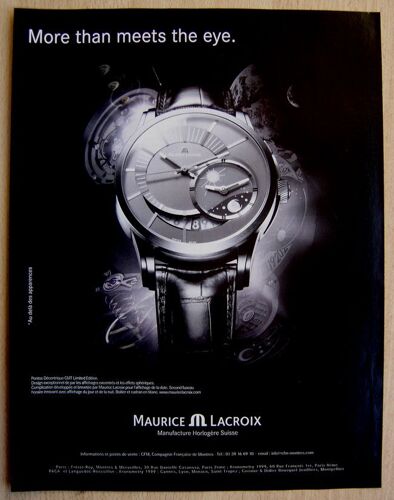 Publicité Papier - Montre Maurice Lacroix De 2008