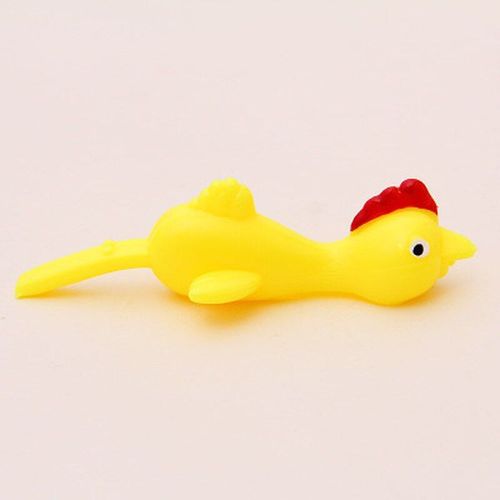 11.5cm Nouveauté Gags Jouets Drôle Rire En Caoutchouc Poulet Extensible Volant Dinde Doigt Oiseaux Collant Couleur Aléatoire