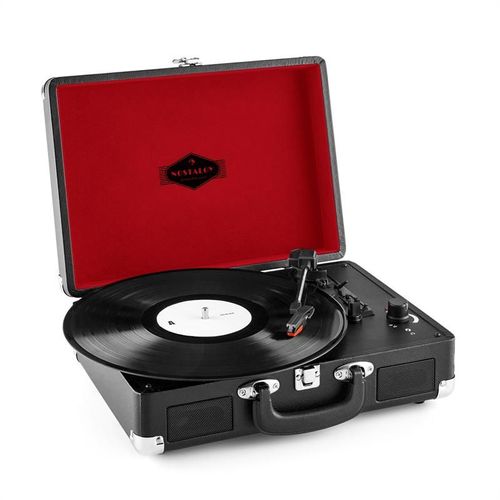 auna Peggy Sue Platine vinyle portable design retro 2 haut-parleurs & USB -noir