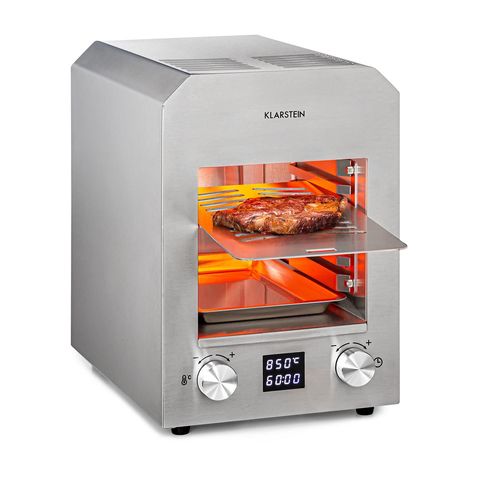 Klarstein Hannibal Barbecue Intérieur Haute Température 2200 W- Jusqu?Á 850 ° C - Inox Argent