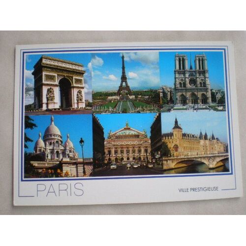Cpsm Paris Tour Eiffel Arc De Triomphe N.Dame Opera...