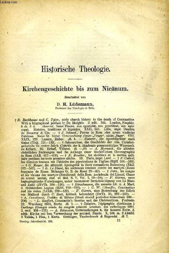 Theologischer Jahresbericht, Historische Theologie