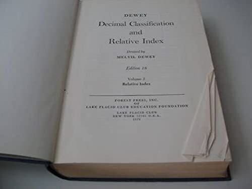 Dewey Decimal Classification And Relative Index